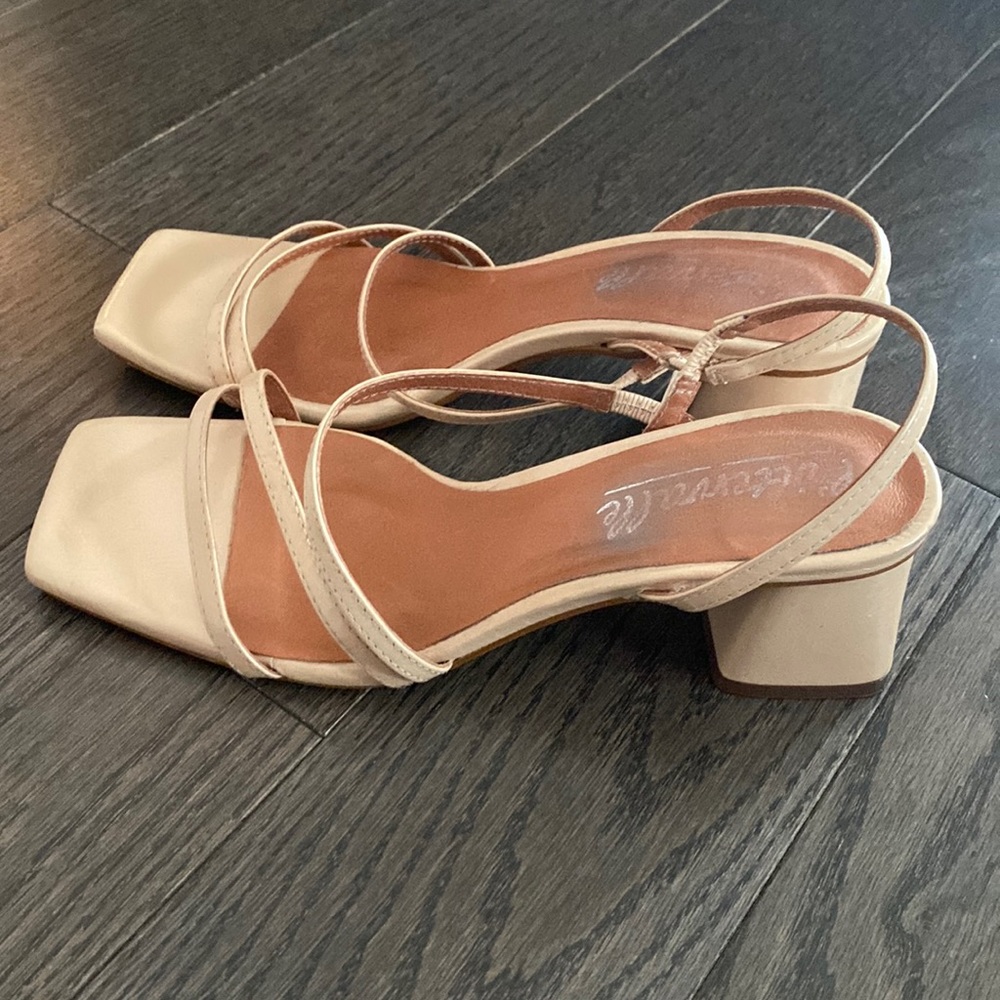 Strappy Low Block Heel Sandals - Beige
